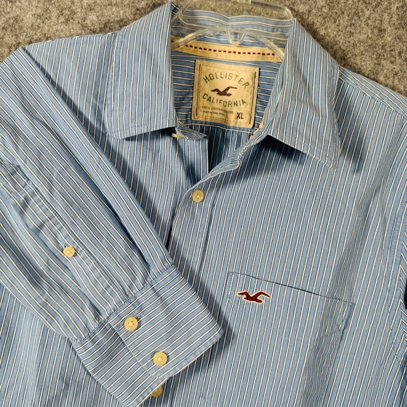 Hollister Other - Y2K‎ Hollister Classic Button Down Shirt Mens XL Blue Stripe Hipster Preppy Cali